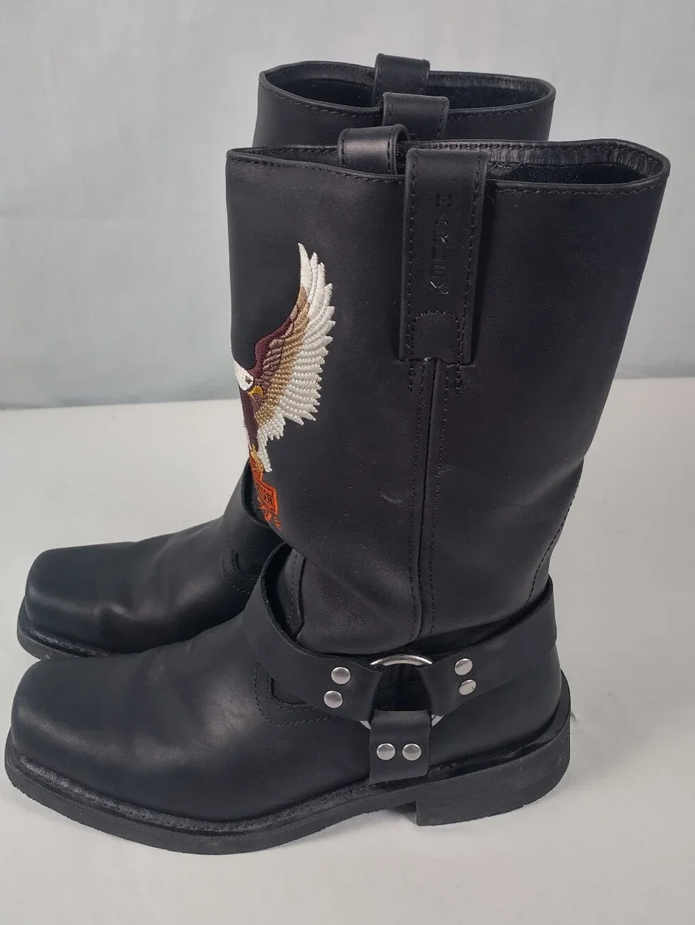 Harley Davidson Men's Size 10 Eagle Harness Leather Biker Boots Black D93216 - Picture 5 of 16
